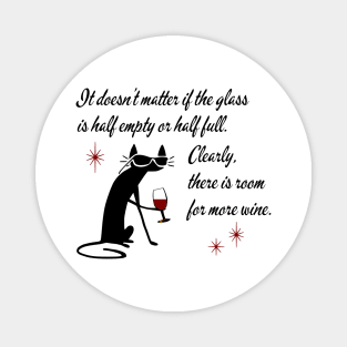 Room for More Wine Funny Quote with Black Cat Magnet